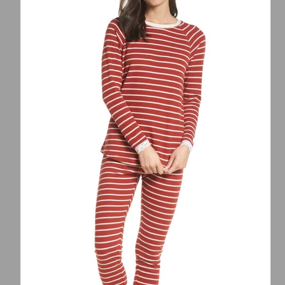 Something Navy Thermal PJs - Red & White Stripe
